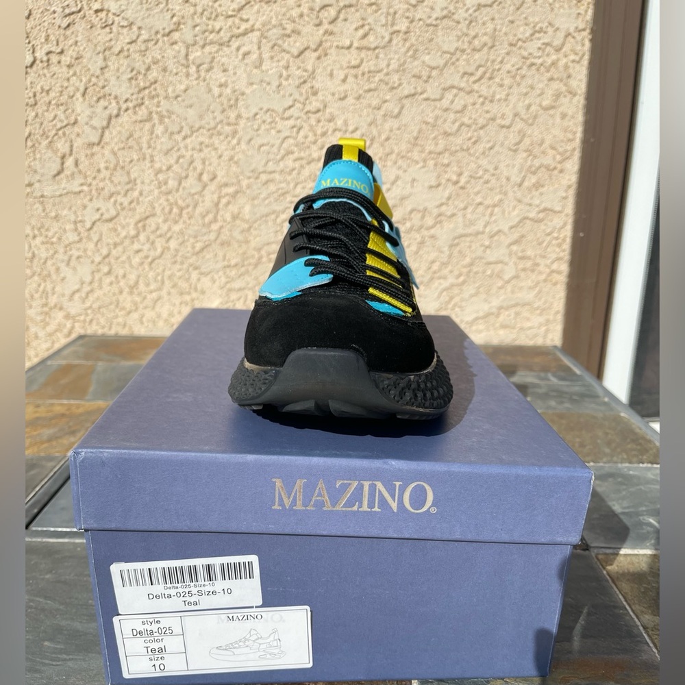 Mazino Men's Black and Teal Sneakers
